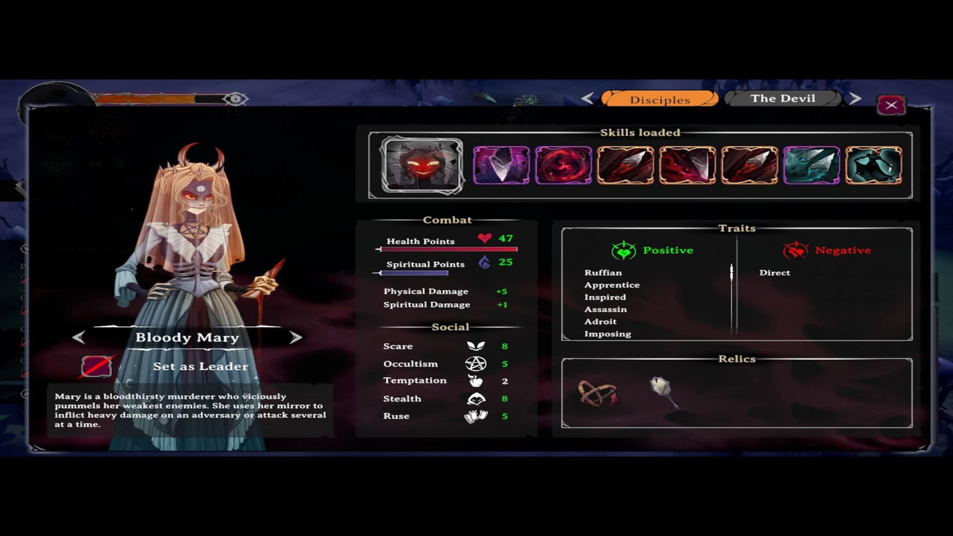 Rogue Lords Guide to Bloody Mary Stat Screen.